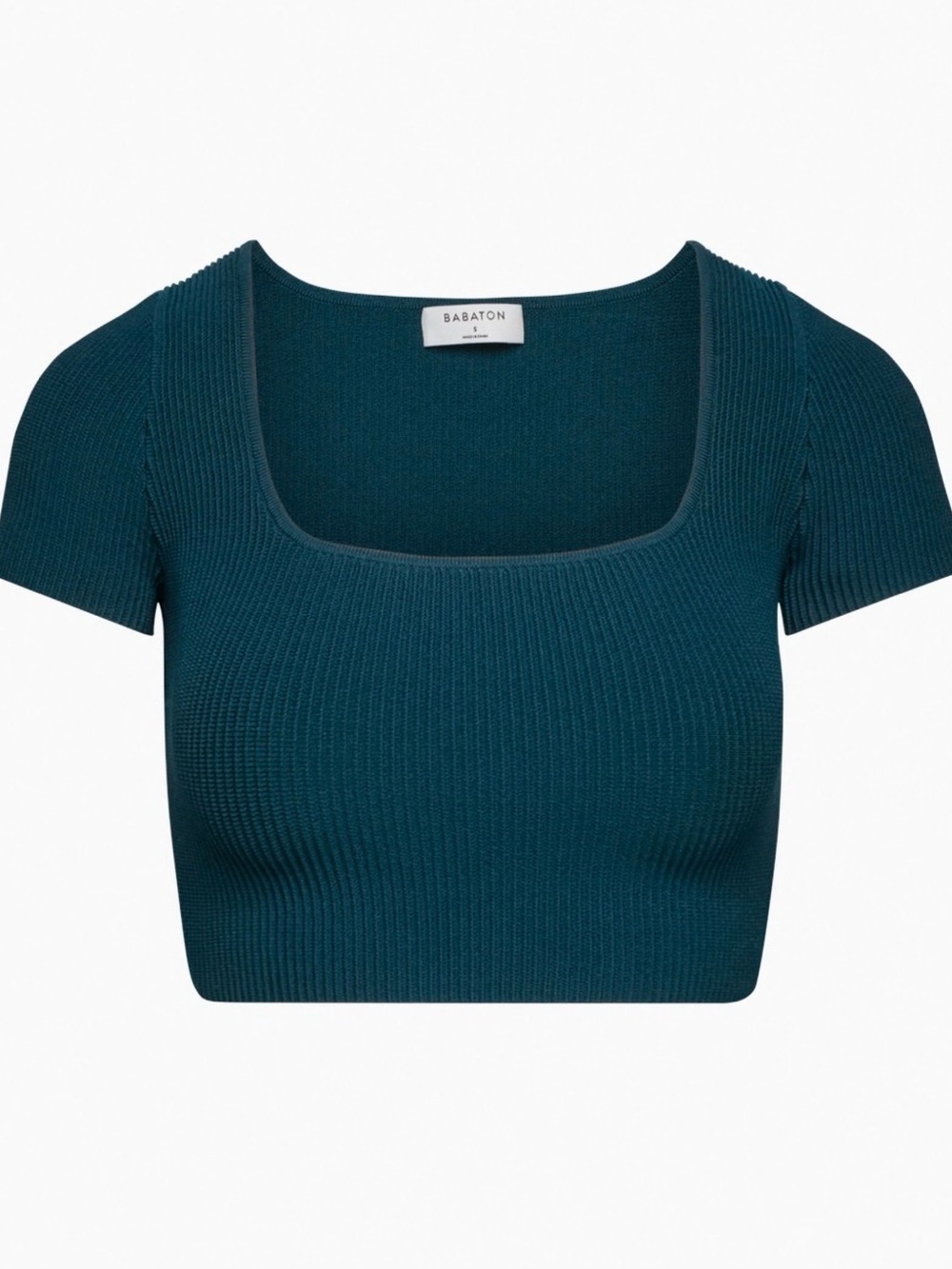 NWOT Aritzia Babaton Sculpt Knit Squareneck Cropped Top in Herbage Green Small
